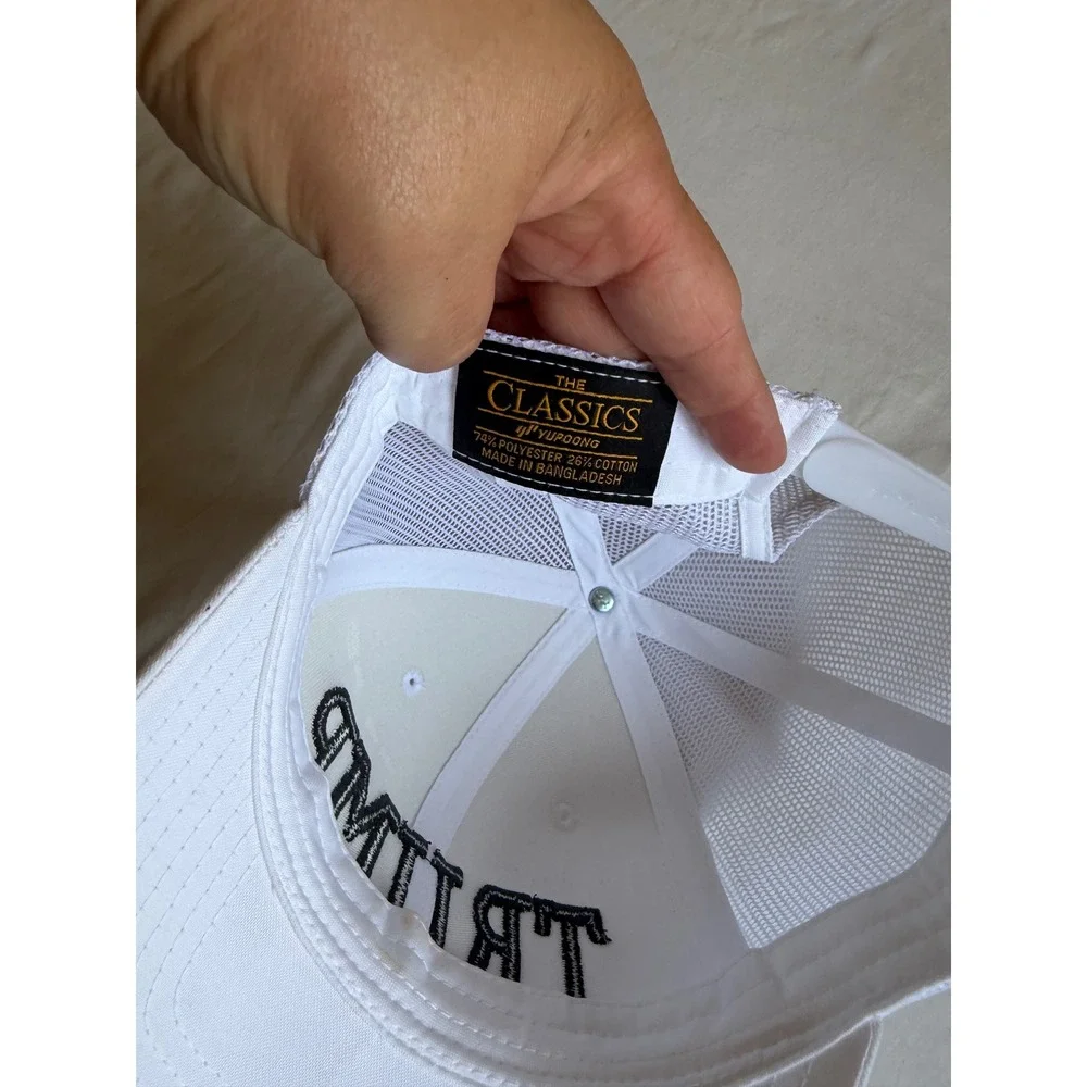 Yupoong The Classics Trump Snapback Trucker Hat White Black Embroidered Cap